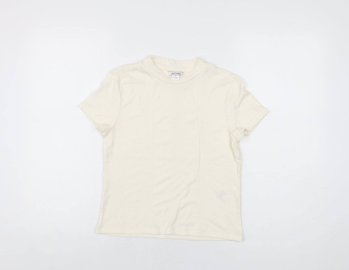 Womens UK Size S Monki Ivory Basic T-Shirt