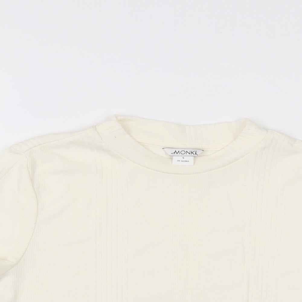 Womens UK Size S Monki Ivory Basic T-Shirt