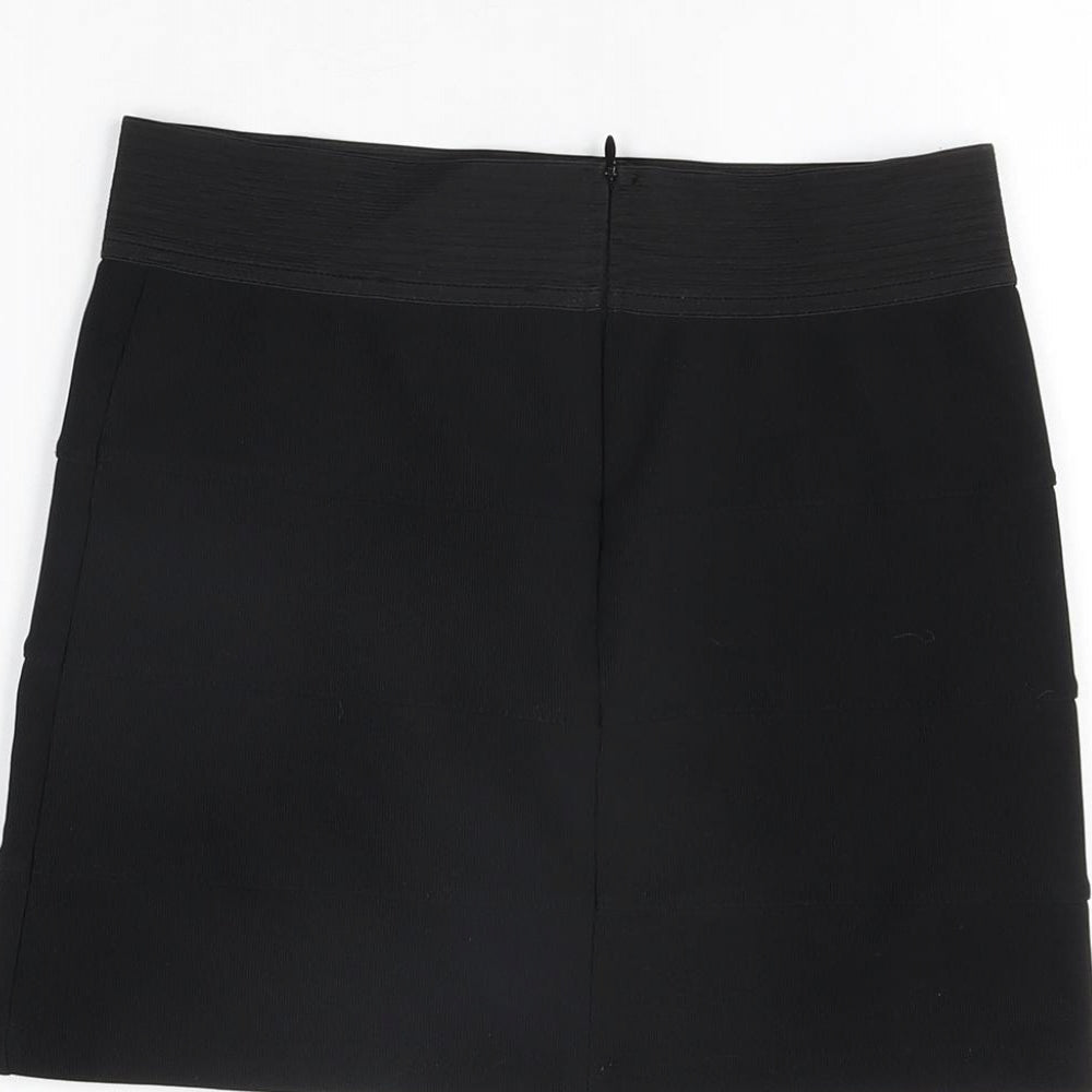 Miss Selfridge Womens Black Polyester Mini Skirt Size 8 Zip