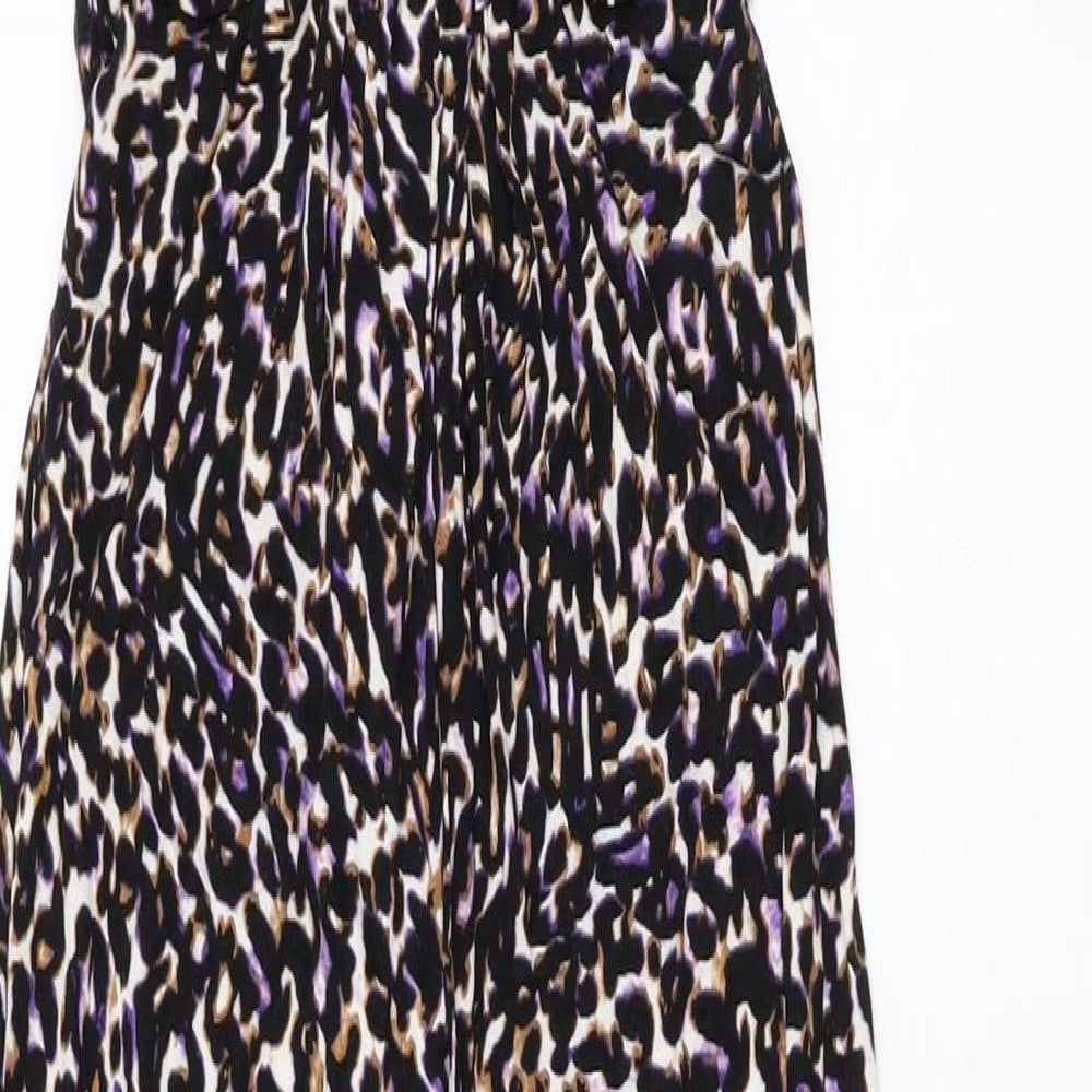 Dorothy Perkins Womens Black Animal Print Viscose Maxi Size 10 V-Neck Pullover