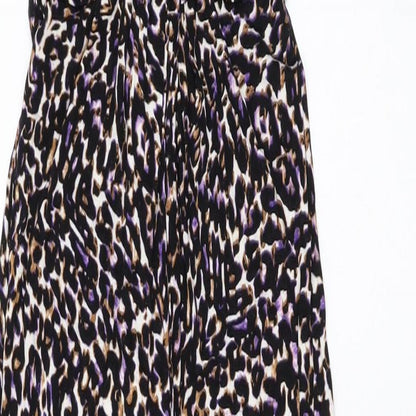 Dorothy Perkins Womens Black Animal Print Viscose Maxi Size 10 V-Neck Pullover