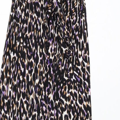 Dorothy Perkins Womens Black Animal Print Viscose Maxi Size 10 V-Neck Pullover