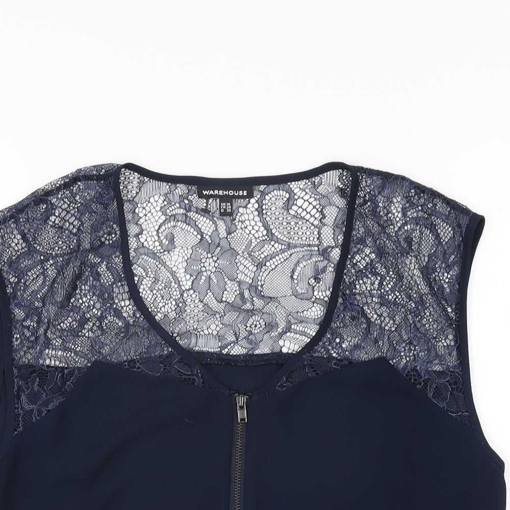 Womens UK Size 10 Warehouse Blue Basic Blouse