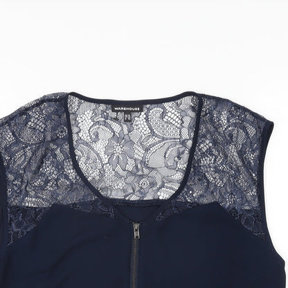 Womens UK Size 10 Warehouse Blue Basic Blouse
