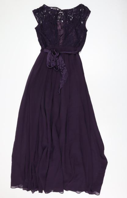 Coast Womens Purple Floral Silk Maxi Size 10 Round Neck Zip