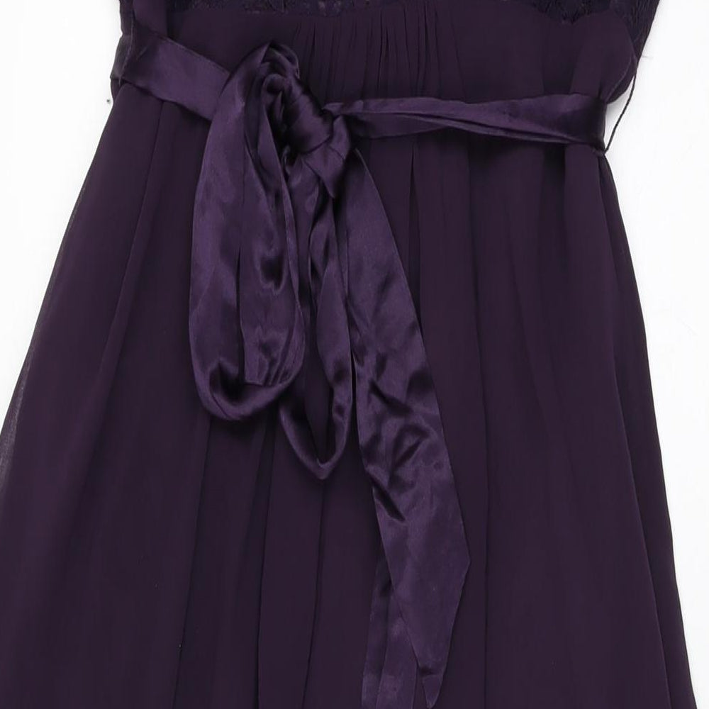 Coast Womens Purple Floral Silk Maxi Size 10 Round Neck Zip