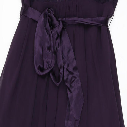 Coast Womens Purple Floral Silk Maxi Size 10 Round Neck Zip