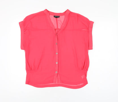 Womens UK Size 10 Topshop Pink Basic Button-Up
