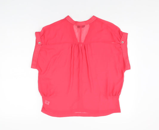 Womens UK Size 10 Topshop Pink Basic Button-Up