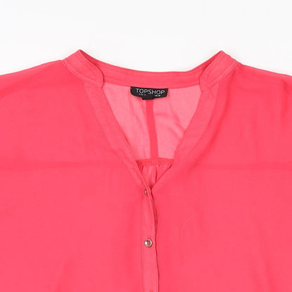 Womens UK Size 10 Topshop Pink Basic Button-Up