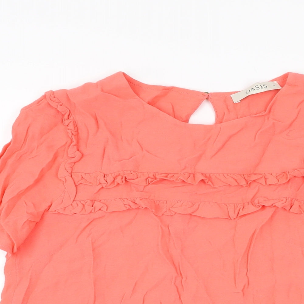 Womens UK Size 8 Oasis Pink Basic T-Shirt
