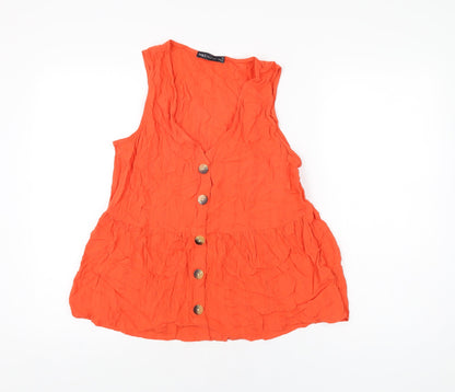 Womens UK Size 12 Marks and Spencer Red Basic Button-Up