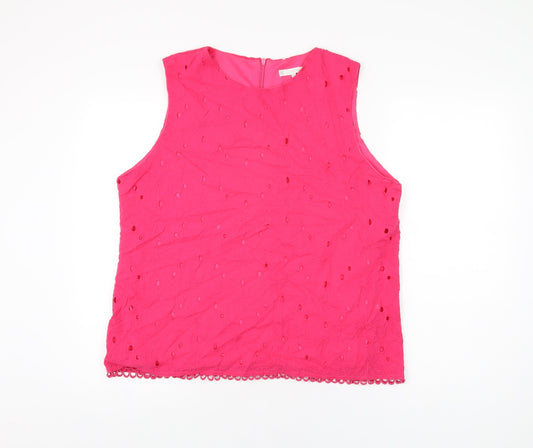 Lakeland Womens Pink Floral Polyester Basic T-Shirt Size XL Round Neck