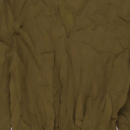Marks and Spencer Womens Green Lyocell Shift Size 10 V-Neck Pullover