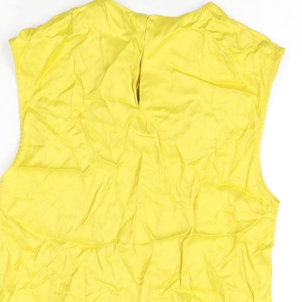 Womens UK Size XS Zara Yellow Basic T-Shirt