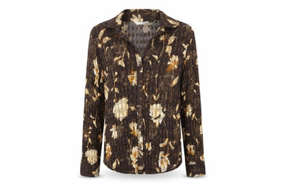 Womens UK Size 14 AMARANTO Brown Basic Button-Up