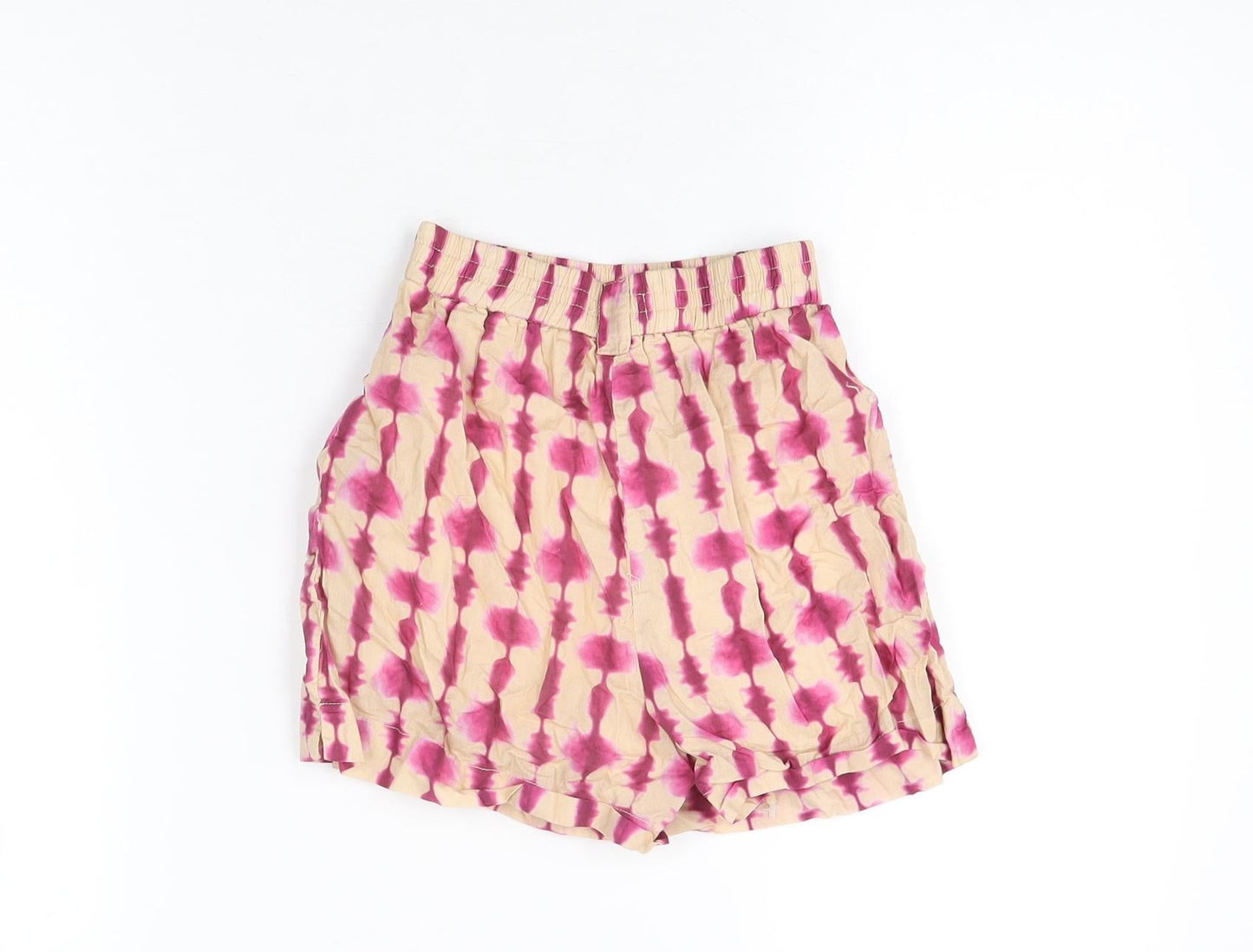 Zara Girls Beige Geometric Cotton Bermuda Shorts Size 10 Years Regular