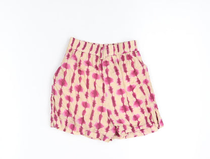Zara Girls Beige Geometric Cotton Bermuda Shorts Size 10 Years Regular