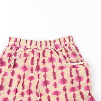Zara Girls Beige Geometric Cotton Bermuda Shorts Size 10 Years Regular