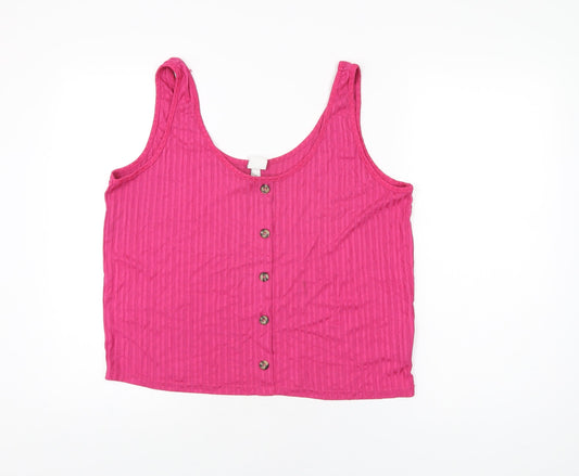 Womens UK Size XL H&M Pink Basic T-Shirt