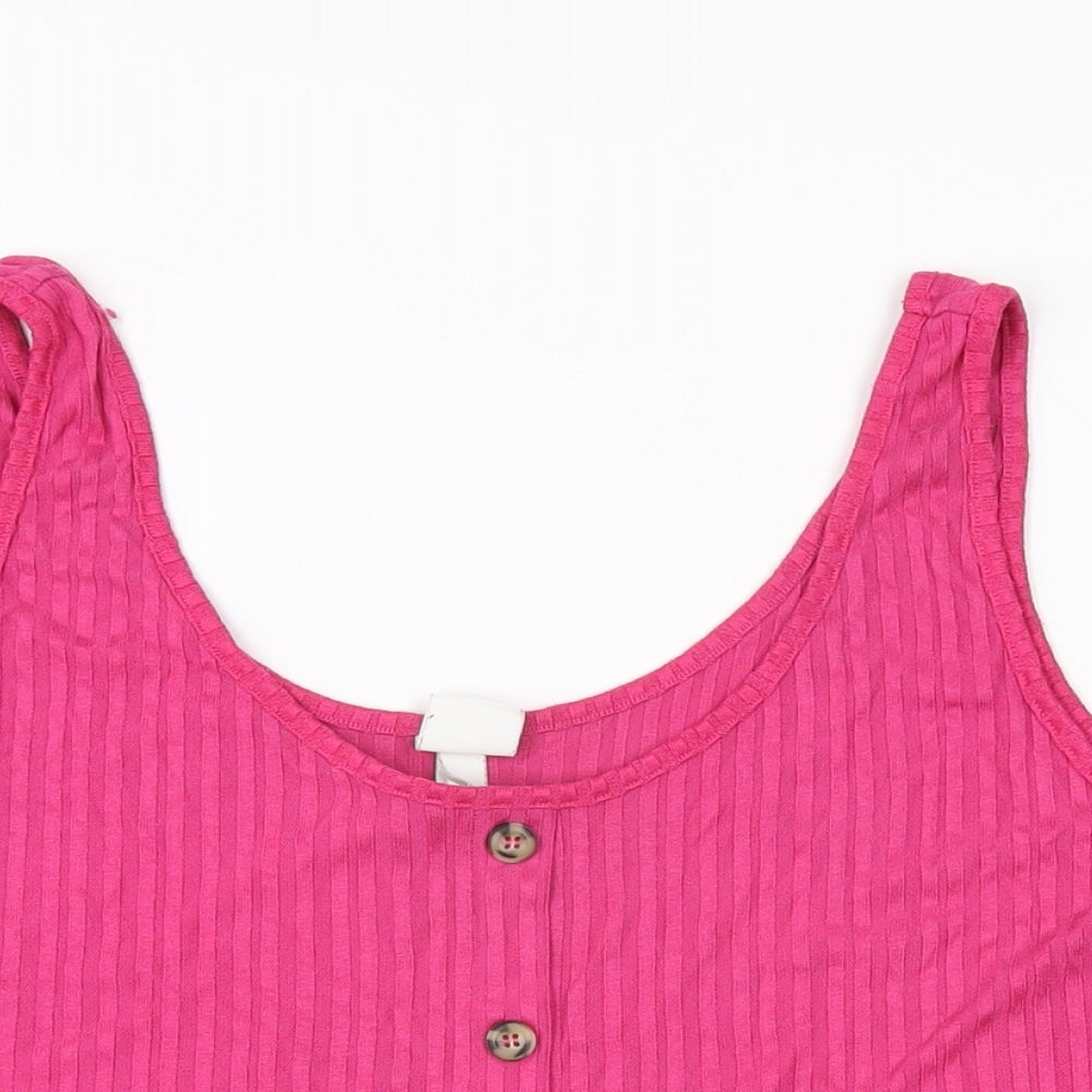 Womens UK Size XL H&M Pink Basic T-Shirt