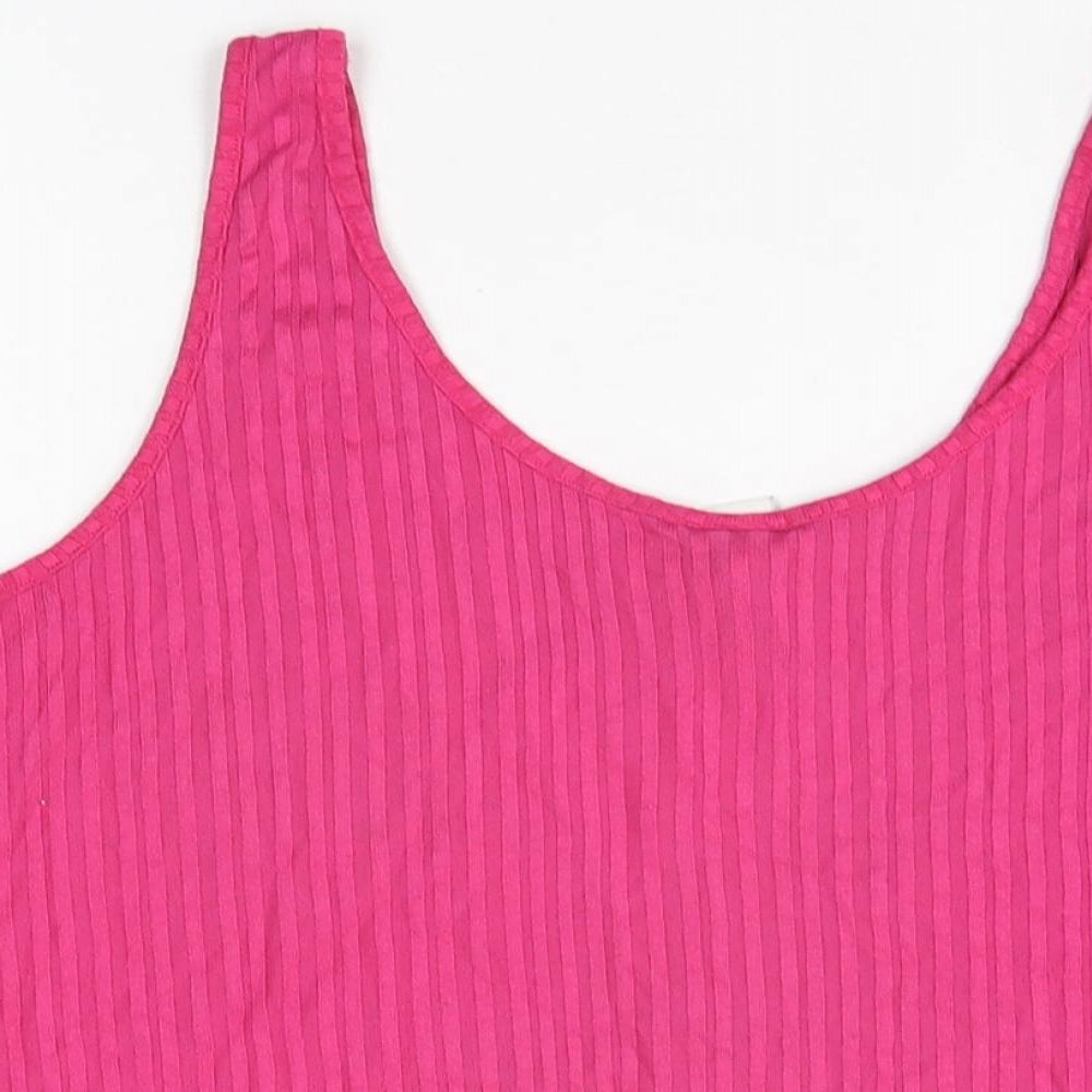 Womens UK Size XL H&M Pink Basic T-Shirt