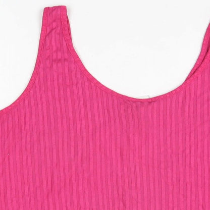 Womens UK Size XL H&M Pink Basic T-Shirt