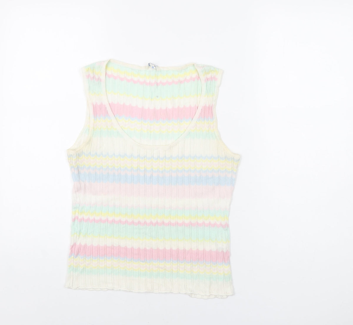 ESCADA Womens Multicoloured Geometric Viscose Basic T-Shirt Size S Scoop Neck