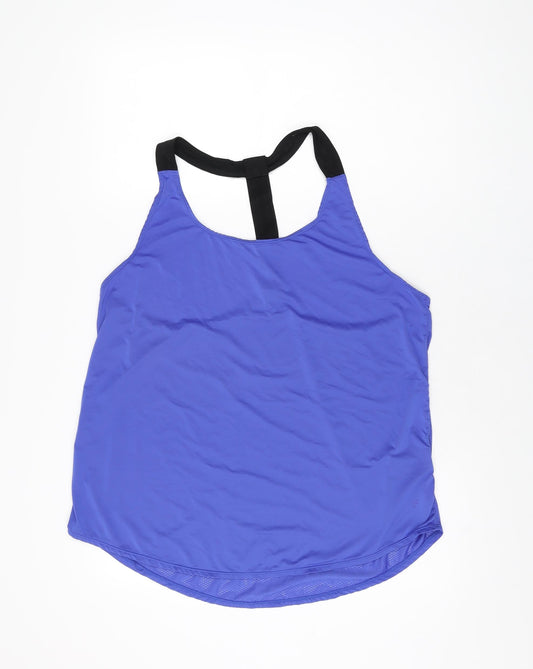 H&M Womens Blue Polyamide Basic T-Shirt Size L Scoop Neck Pullover