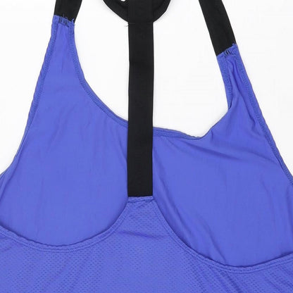 H&M Womens Blue Polyamide Basic T-Shirt Size L Scoop Neck Pullover