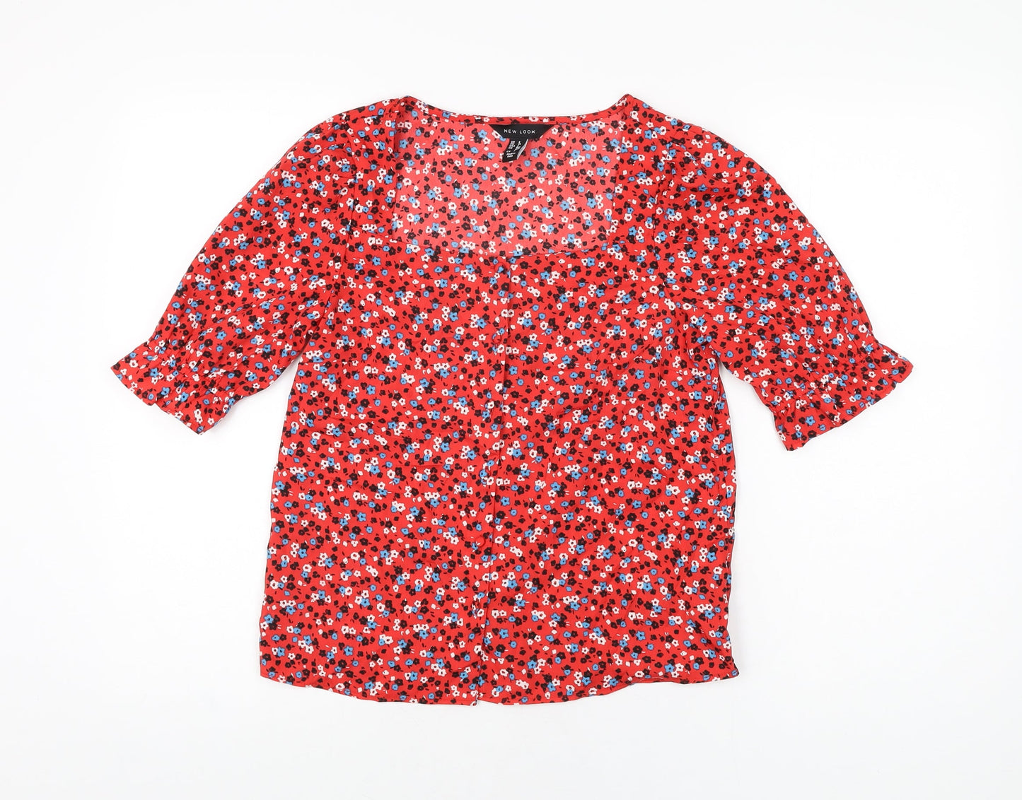 Womens UK Size 6 New Look Red Basic Button-Up