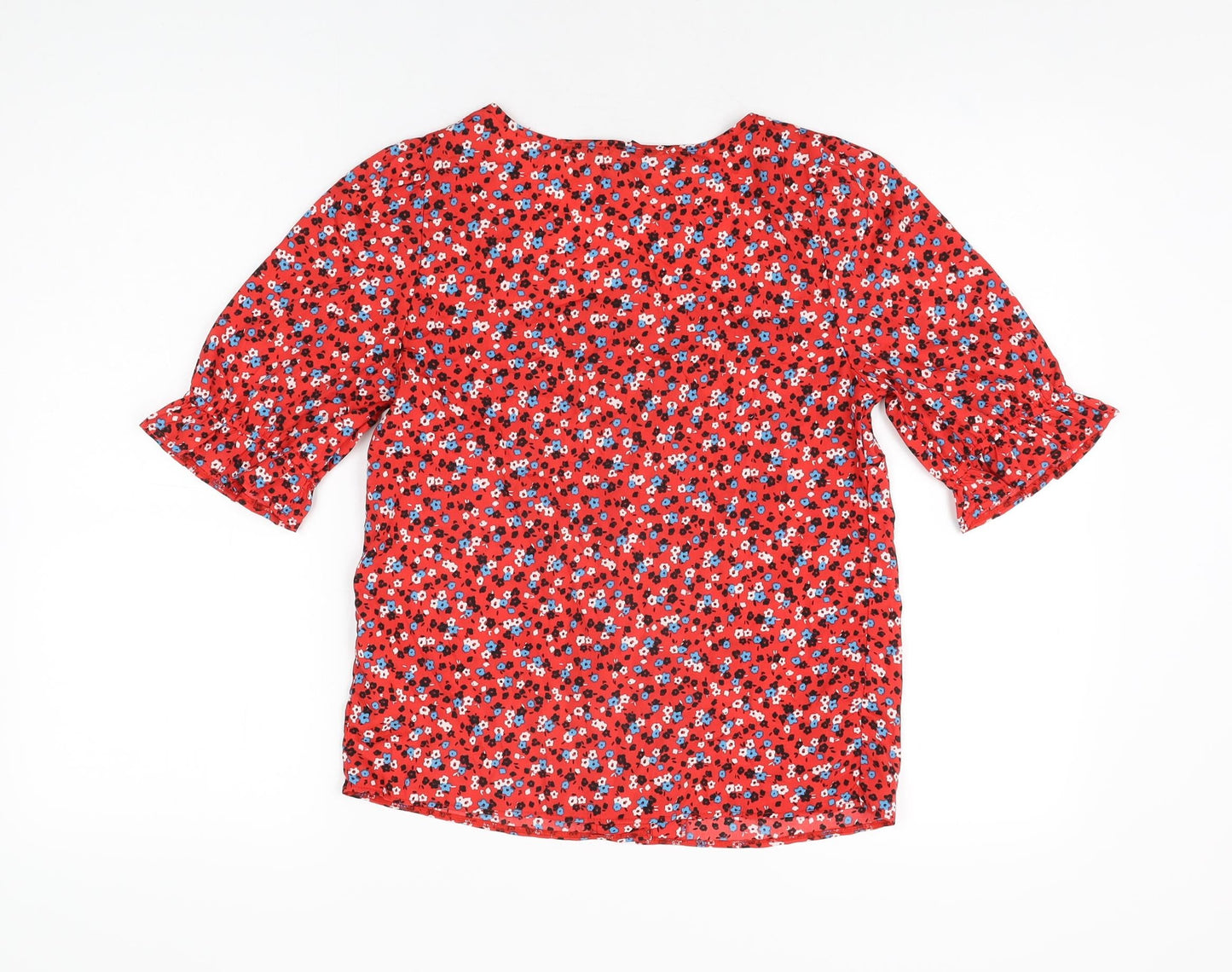 Womens UK Size 6 New Look Red Basic Button-Up