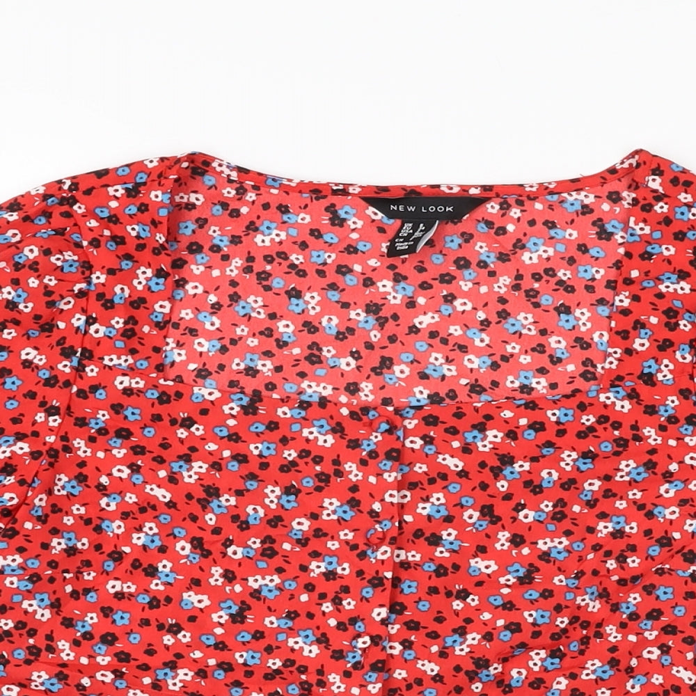 Womens UK Size 6 New Look Red Basic Button-Up