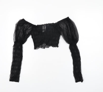 Womens UK Size 8 ASOS Black Cropped T-Shirt