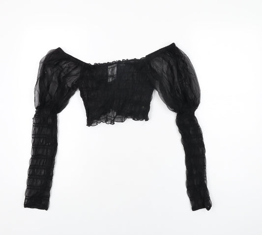 Womens UK Size 8 ASOS Black Cropped T-Shirt