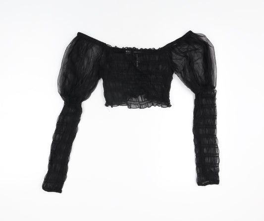 Womens UK Size 8 ASOS Black Cropped T-Shirt