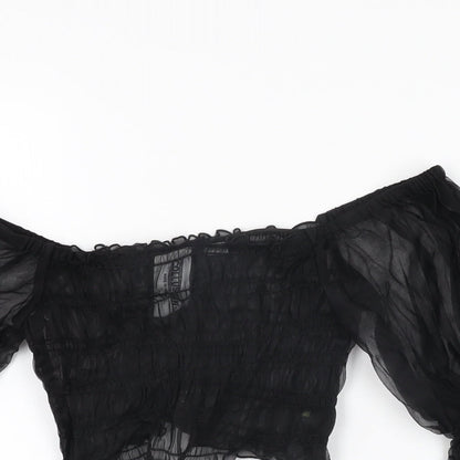 Womens UK Size 8 ASOS Black Cropped T-Shirt
