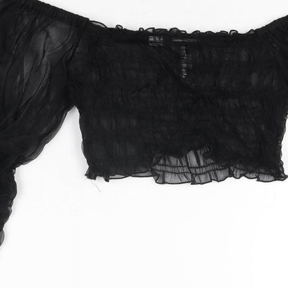 Womens UK Size 8 ASOS Black Cropped T-Shirt