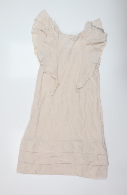 Briger St Mikkelsen Womens Beige Polyester Trapeze & Swing Size 8 Round Neck Pullover