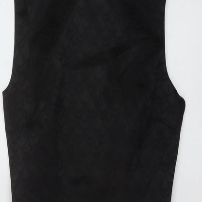 H&M Womens Black Cotton Sheath Size 6 Round Neck Zip
