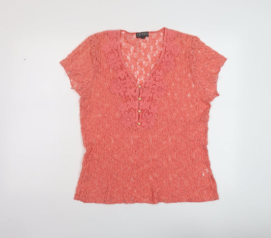 Womens UK Size S Casamia Orange Basic T-Shirt