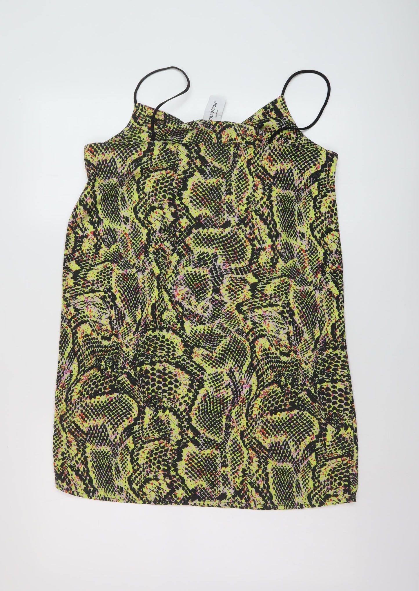 COLLUSION Womens Multicoloured Animal Print Polyester Mini Size 12 V-Neck Pullover