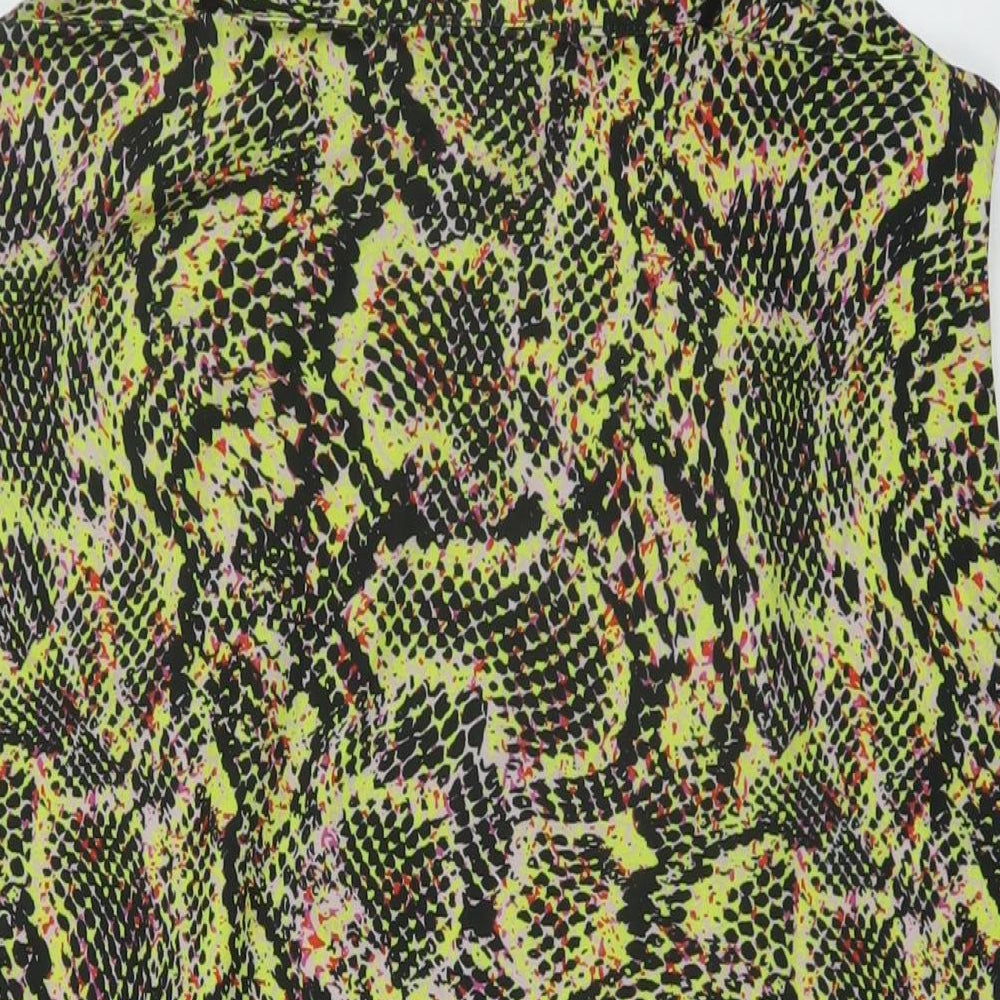 COLLUSION Womens Multicoloured Animal Print Polyester Mini Size 12 V-Neck Pullover