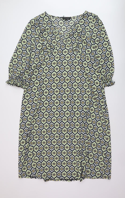 Dorothy Perkins Womens Multicoloured Geometric Polyester Sheath Size 20 V-Neck Pullover