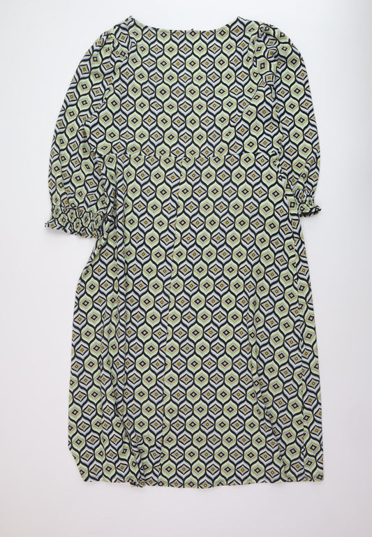 Dorothy Perkins Womens Multicoloured Geometric Polyester Sheath Size 20 V-Neck Pullover