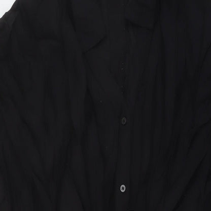 H&M Womens Black Viscose A-Line Size M Collared Button