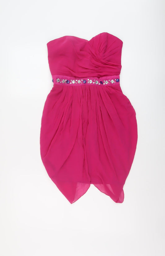 Lipsy Womens Pink Polyester Mini Size 8 Sweetheart Zip