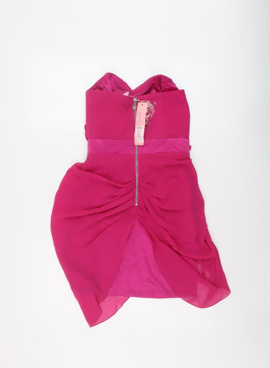 Lipsy Womens Pink Polyester Mini Size 8 Sweetheart Zip