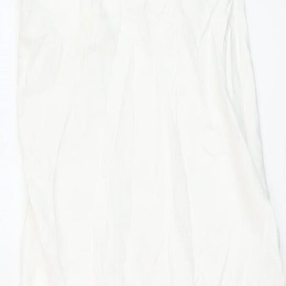 Zara Womens White Viscose A-Line Size M Off the Shoulder Zip