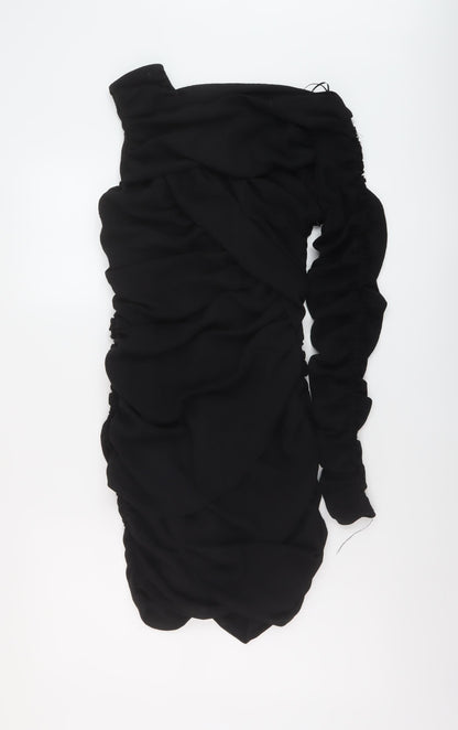 Zara Womens Black Polyester Mini Size M Square Neck Zip